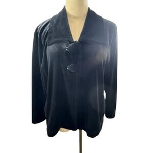 "CHICOS" Black‎ Velvet Cardigan/Blazer Large BUttons Y2K Vintage Cropped Formal